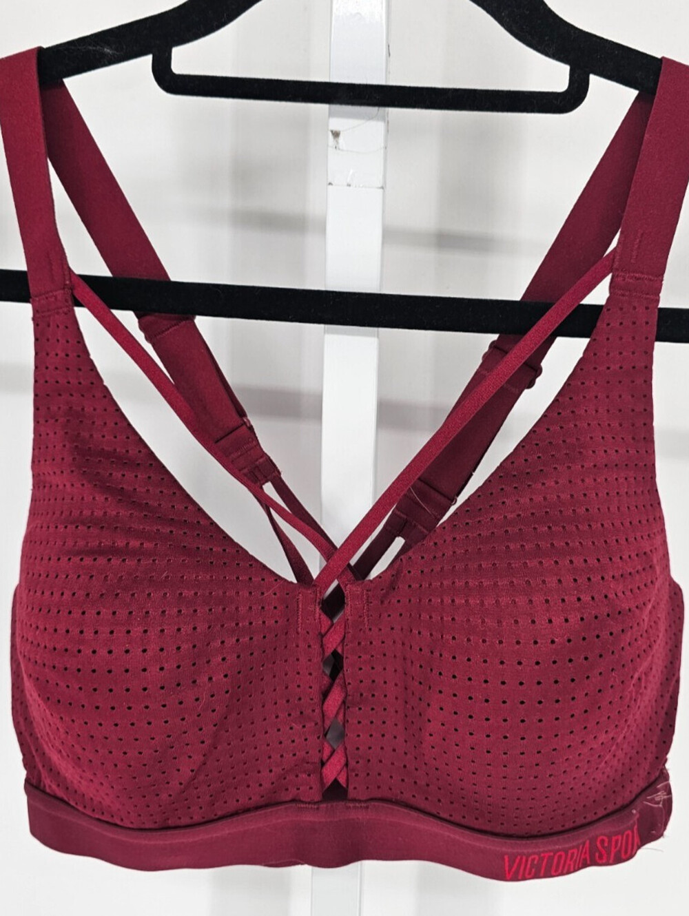 Lightweight by Victorias Secret Sz 34B Sports Bra Strappy Dark Red